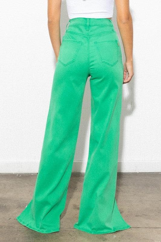 Vibrant M.i.U Front Slit Wide Leg Tencel Pants - SwagglyLife Home & Fashion