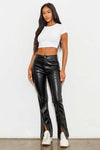 Vibrant M.i.U Vegan Leather Front Slit Bootcut - SwagglyLife Home & Fashion