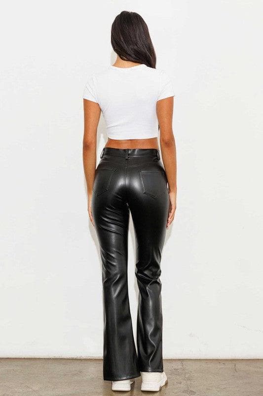 Vibrant M.i.U Vegan Leather Front Slit Bootcut - SwagglyLife Home & Fashion