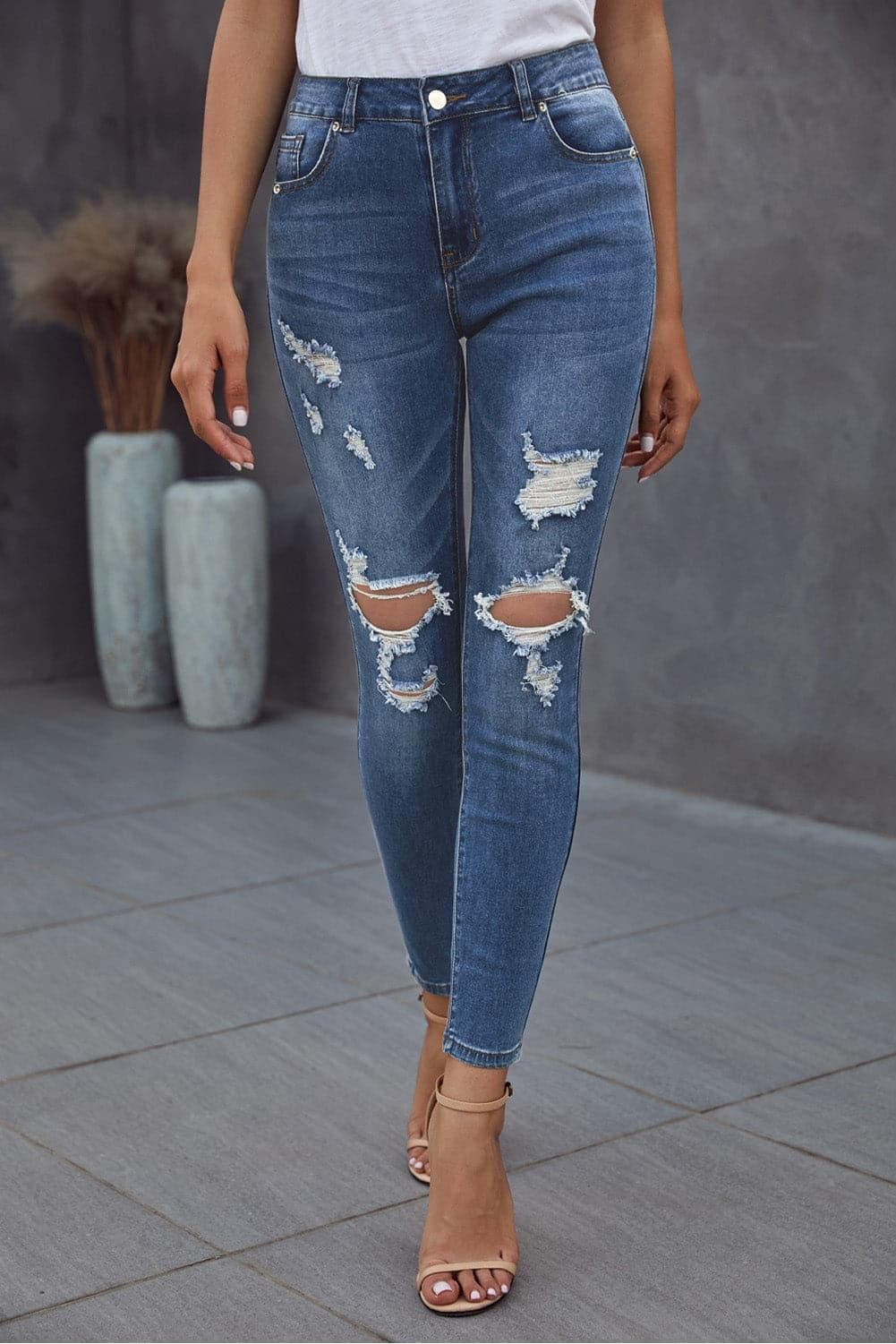Vintage Skinny Ripped Jeans - SwagglyLife Home & Fashion