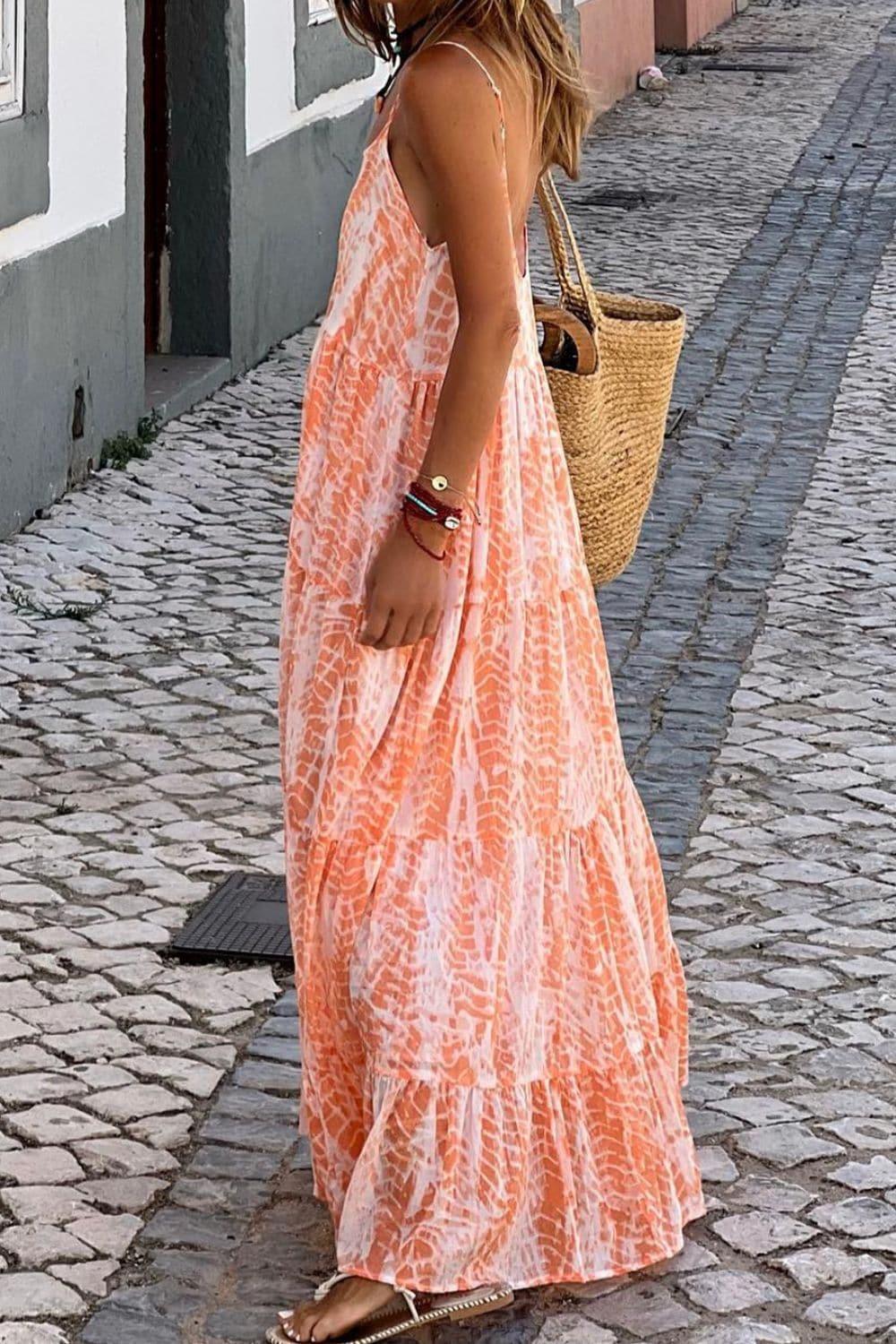 Vivienne Printed Scoop Neck Maxi Cami Dress - SwagglyLife Home & Fashion