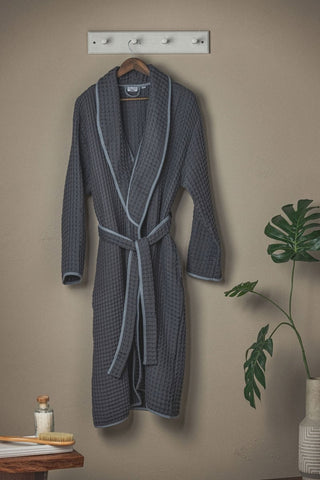 Waffle Weave Turkish Bathrobe - Grey – Lightweight, Absorbent, Spa-Quality Comfort