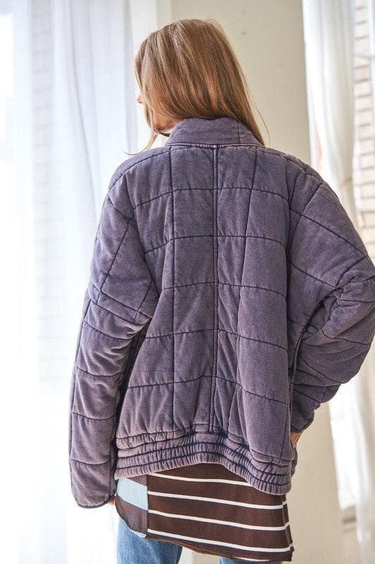 Washed Soft Comfy Quilting Zip Closure Jacket - SwagglyLife Home & Fashion