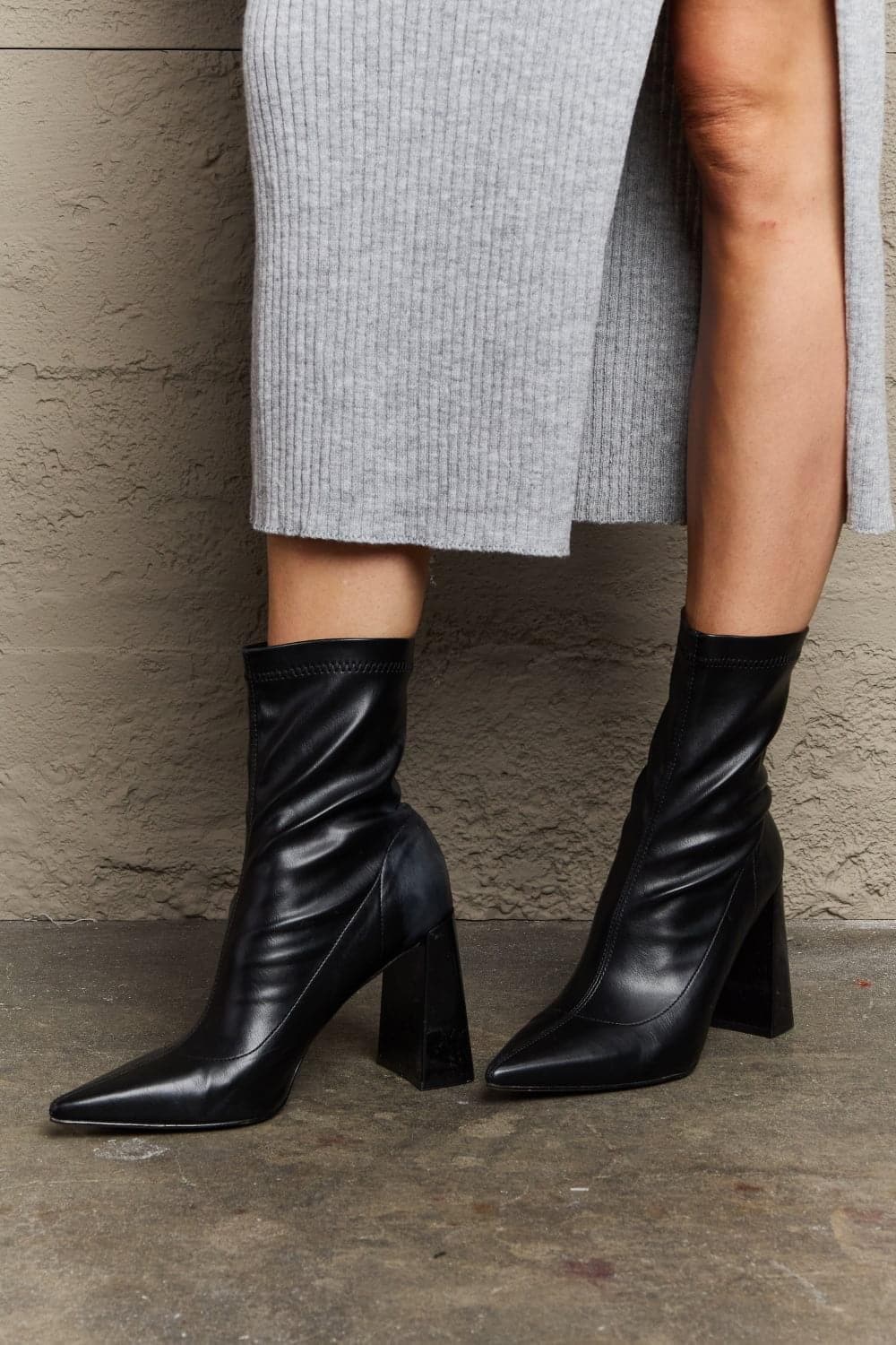 Weeboo Stacy Block Heel Sock Boots - SwagglyLife Home & Fashion