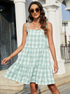 Plaid Tie-Shoulder Sleeveless Tiered Dress, Multiple Colors - SwagglyLife Home & Fashion