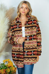 WHITE BIRCH PLUS SIZE Long Sleeve Aztec Print Woven Jacket - SwagglyLife Home & Fashion