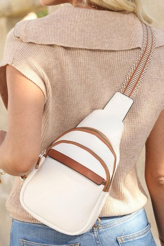 White Casual Multi Zipped Street Penny Sling Bag - SwagglyLife Home & Fashion