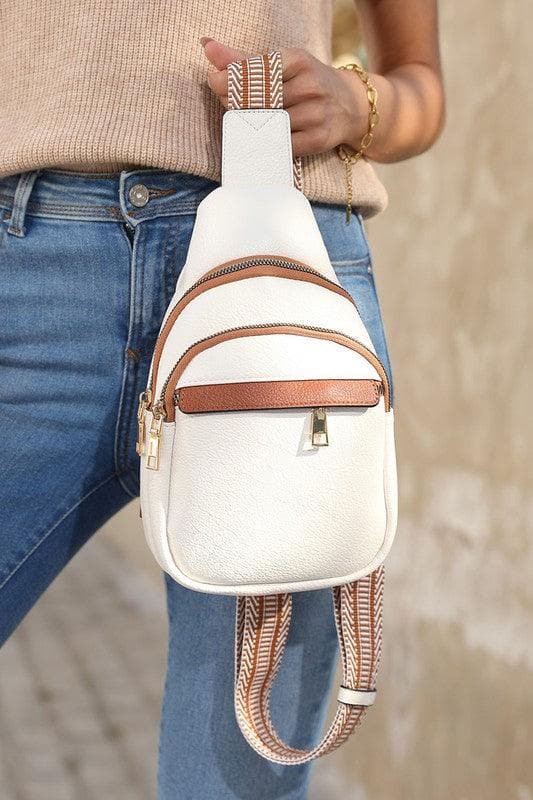 White Casual Multi Zipped Street Penny Sling Bag - SwagglyLife Home & Fashion