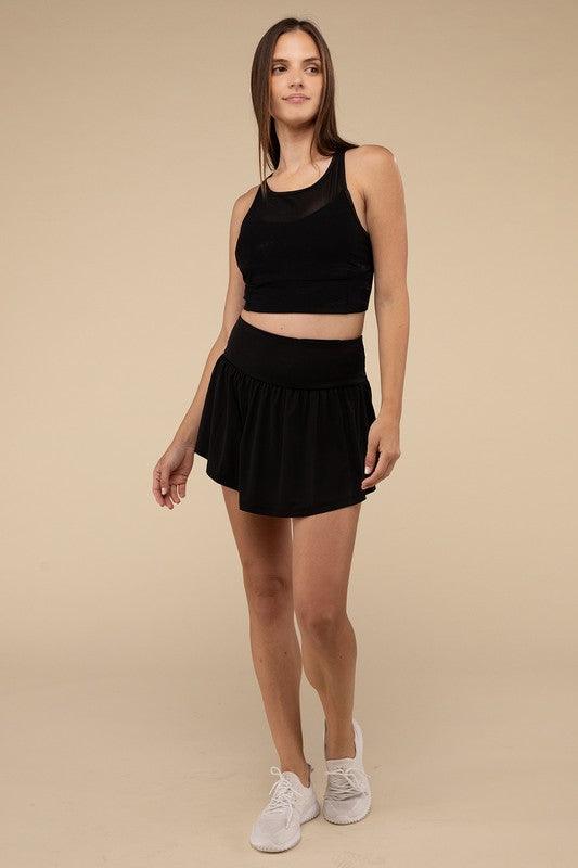 Wide Band Tennis Skirt with Zippered Back Pocket - SwagglyLife Home & Fashion