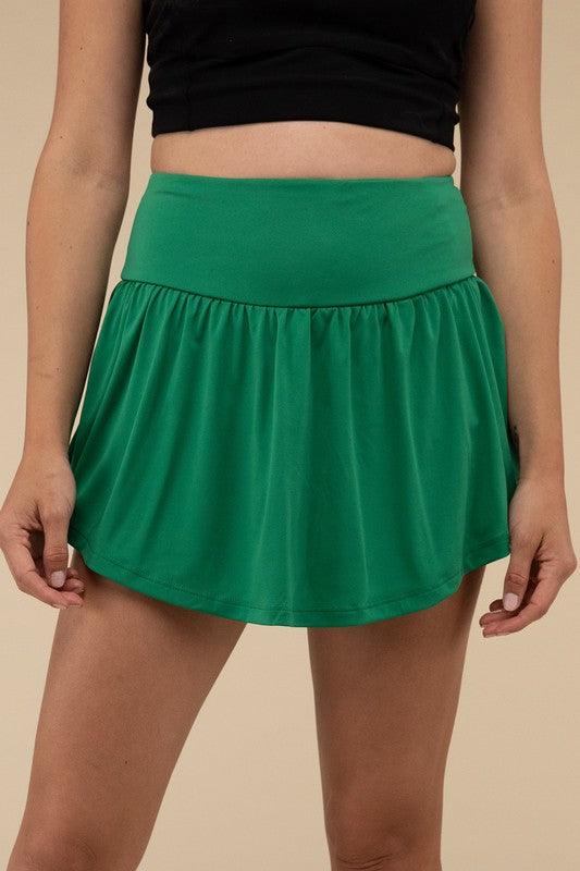 Wide Band Tennis Skirt with Zippered Back Pocket - SwagglyLife Home & Fashion