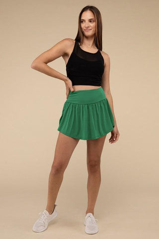 Wide Band Tennis Skirt with Zippered Back Pocket - SwagglyLife Home & Fashion