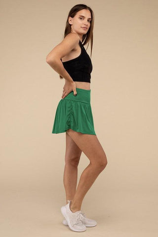 Wide Band Tennis Skirt with Zippered Back Pocket - SwagglyLife Home & Fashion