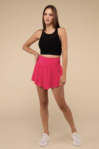 Wide Band Tennis Skirt with Zippered Back Pocket - SwagglyLife Home & Fashion