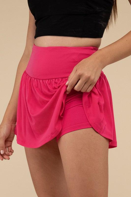 Wide Band Tennis Skirt with Zippered Back Pocket - SwagglyLife Home & Fashion