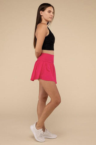 Wide Band Tennis Skirt with Zippered Back Pocket - SwagglyLife Home & Fashion