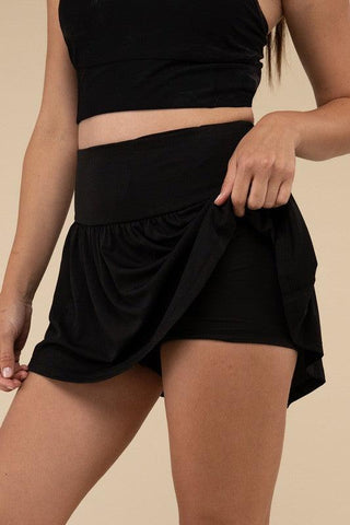 Wide Band Tennis Skirt with Zippered Back Pocket - SwagglyLife Home & Fashion