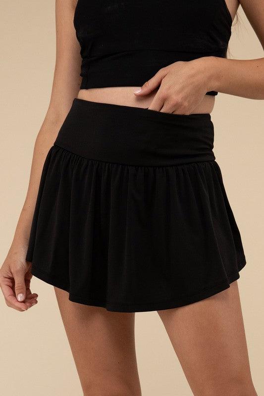 Wide Band Tennis Skirt with Zippered Back Pocket - SwagglyLife Home & Fashion