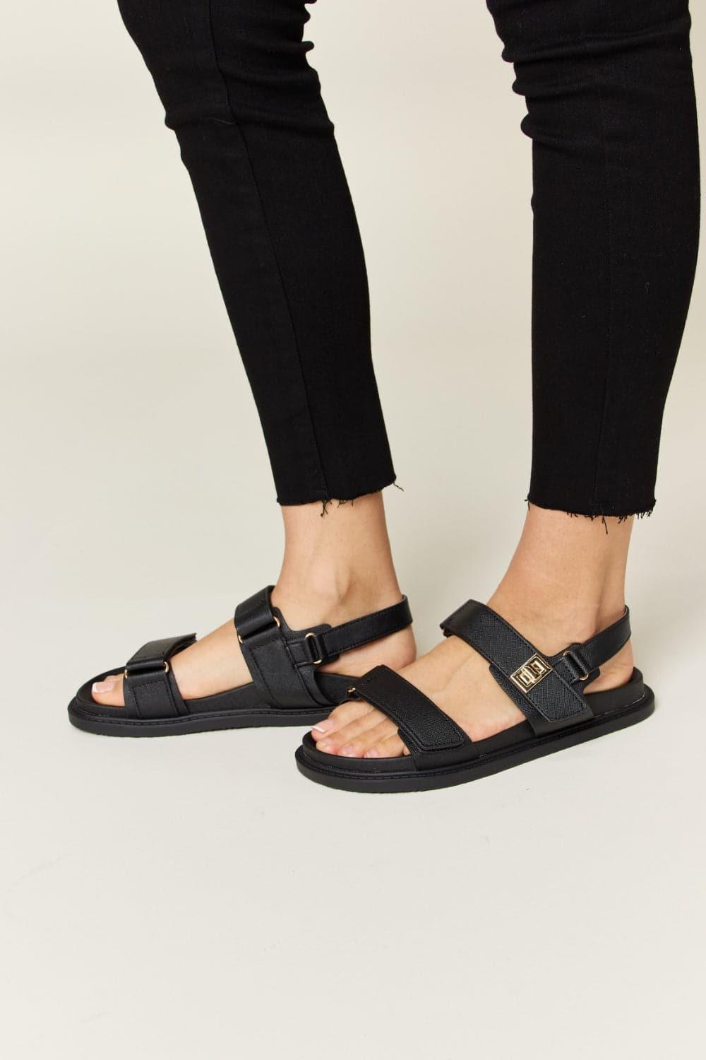 WILD DIVA Velcro Double Strap Slingback Sandals - SwagglyLife Home & Fashion