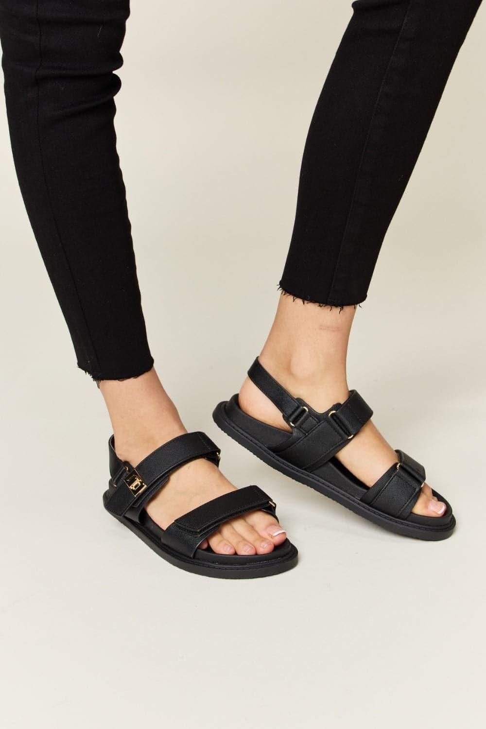 WILD DIVA Velcro Double Strap Slingback Sandals - SwagglyLife Home & Fashion