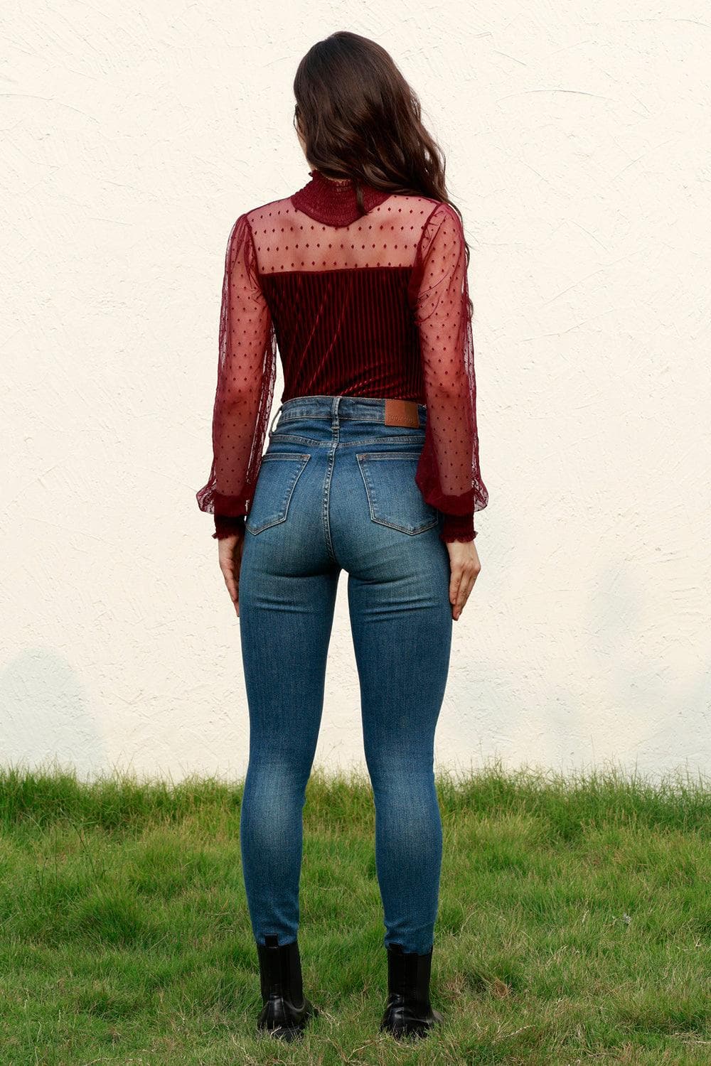 Willow Mesh Long Sleeve Velvet Bodysuit - SwagglyLife Home & Fashion