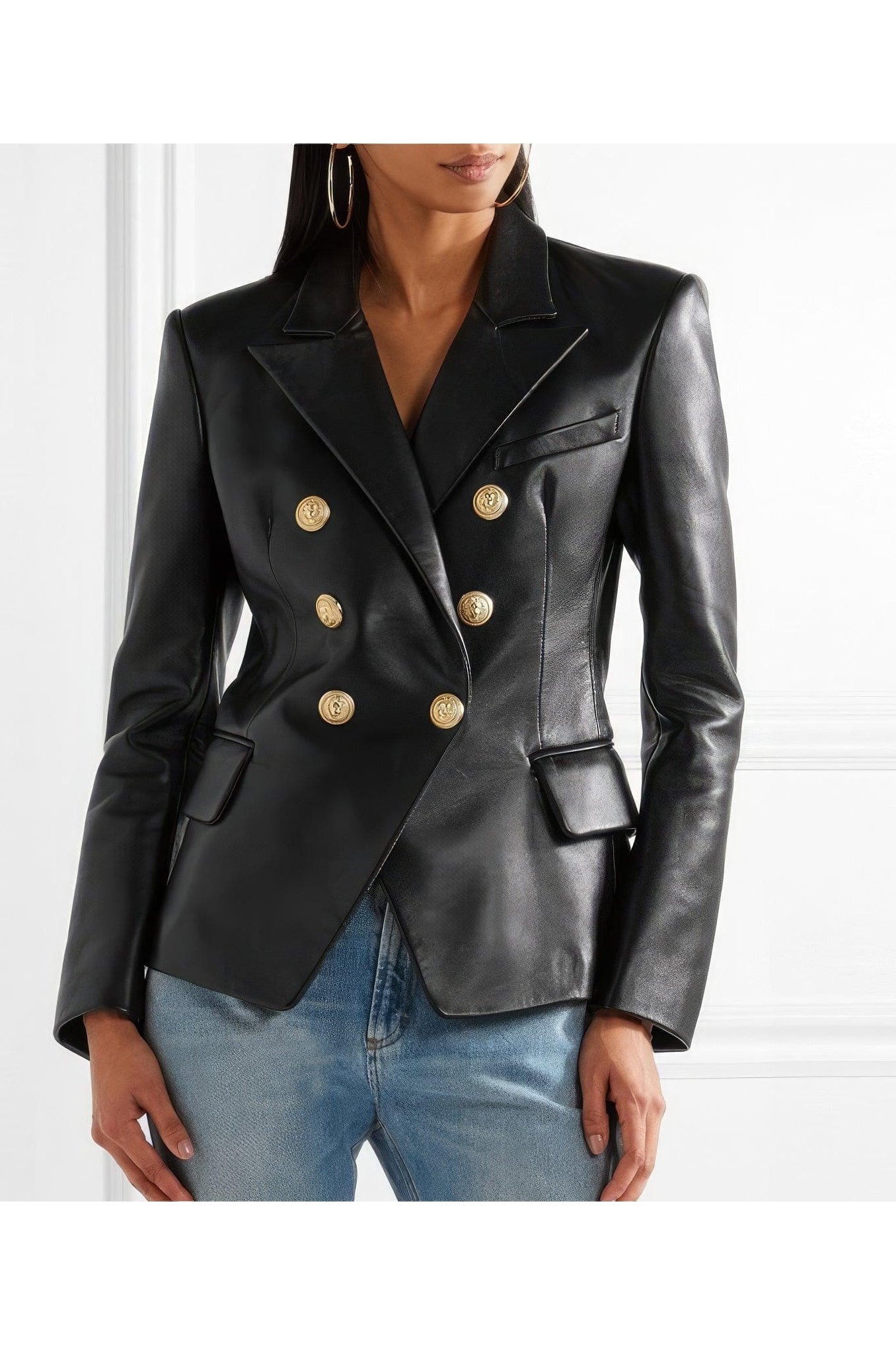 Women’s Black Real Sheepskin Business Leather Blazer | Made to Order - SwagglyLife Home & Fashion