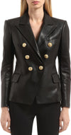 Women’s Black Real Sheepskin Business Leather Blazer | Made to Order - SwagglyLife Home & Fashion