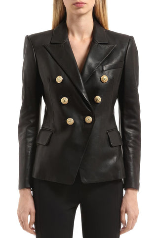 Women’s Black Real Sheepskin Business Leather Blazer | Made to Order - SwagglyLife Home & Fashion