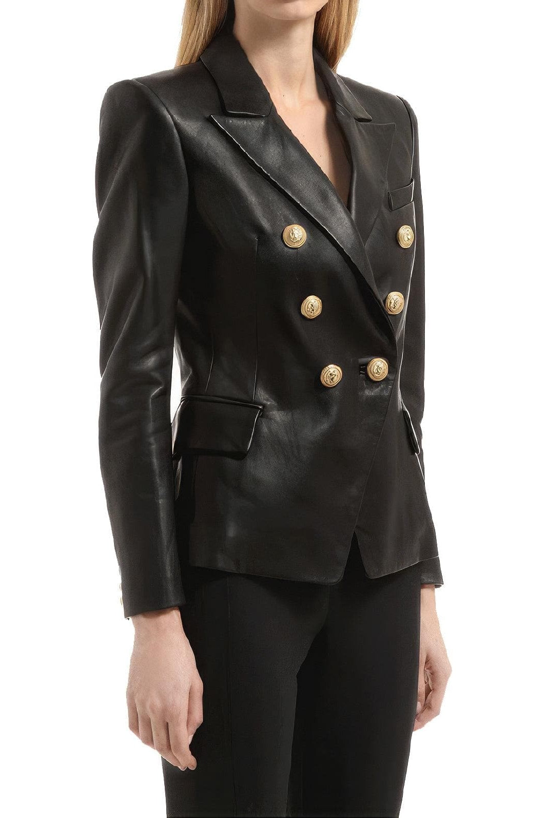 Women’s Black Real Sheepskin Business Leather Blazer | Made to Order - SwagglyLife Home & Fashion