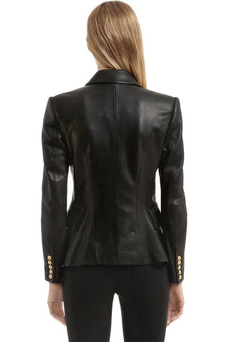 Women’s Black Real Sheepskin Business Leather Blazer | Made to Order - SwagglyLife Home & Fashion