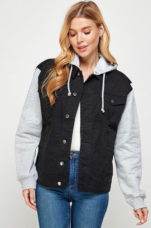 Women's Denim Jacket with Fleece Hoodies - SwagglyLife Home & Fashion