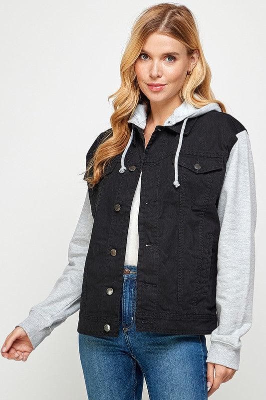 Women's Denim Jacket with Fleece Hoodies - SwagglyLife Home & Fashion