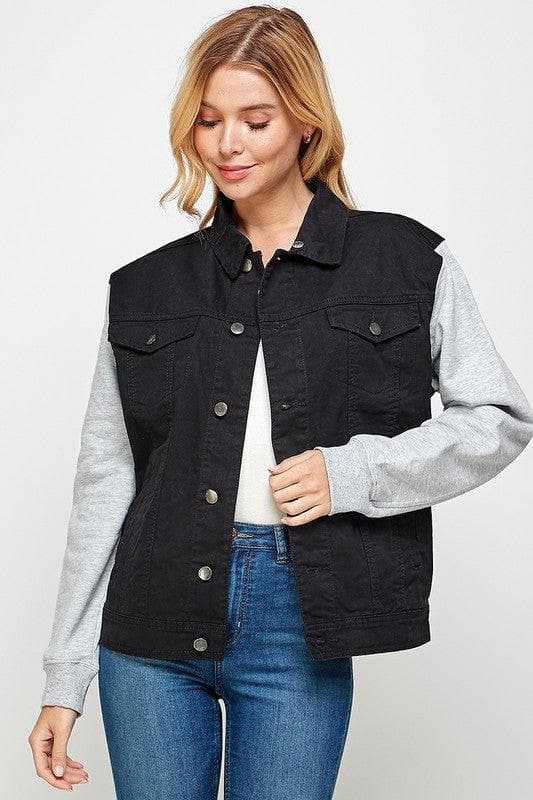 Women's Denim Jacket with Fleece Hoodies - SwagglyLife Home & Fashion