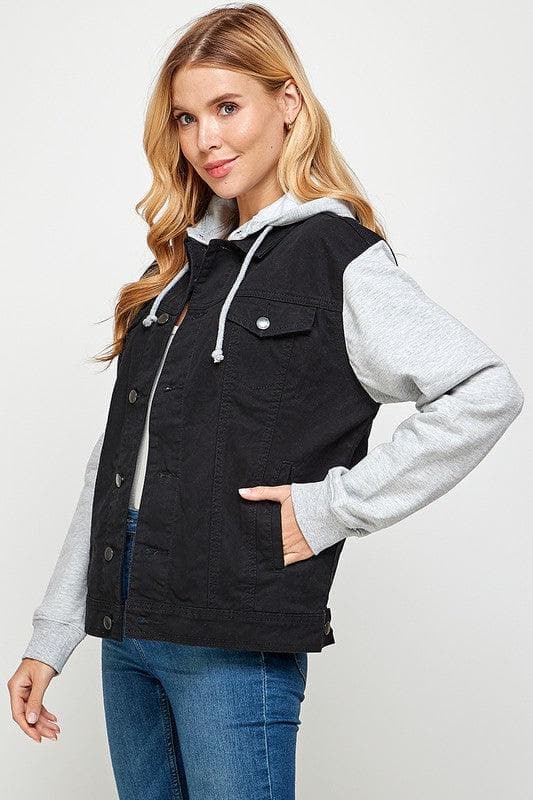 Women's Denim Jacket with Fleece Hoodies - SwagglyLife Home & Fashion