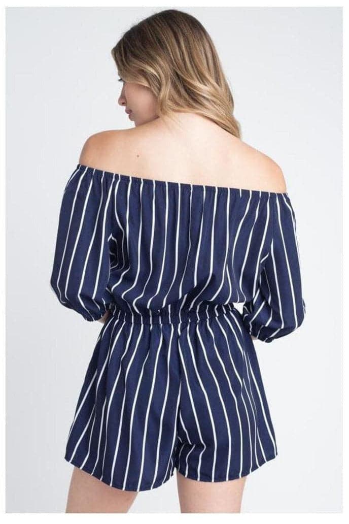 Women's Off Shoulder Stripe Romper - SwagglyLife Home & Fashion