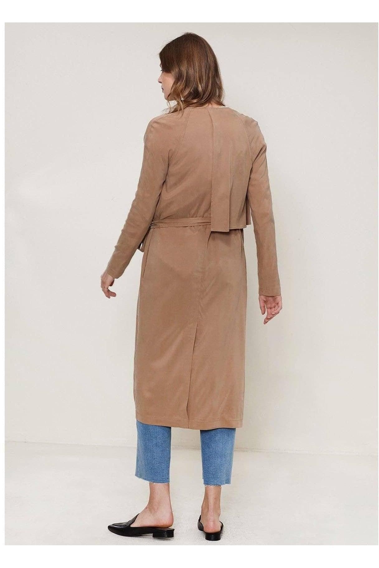 Women's Wrap Trench Coat In Sand - SwagglyLife Home & Fashion