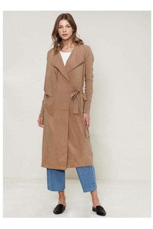 Women's Wrap Trench Coat In Sand - SwagglyLife Home & Fashion