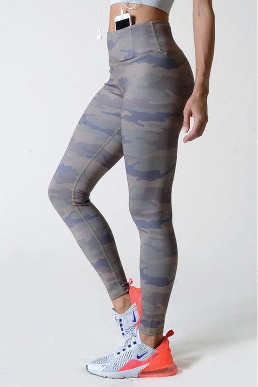 YELETE Active High Rise Camouflage Leggings with Pocket - SwagglyLife Home & Fashion