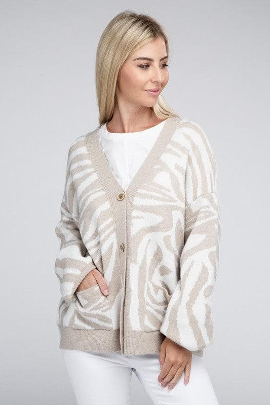 Zebra Pattern Cardigan - SwagglyLife Home & Fashion