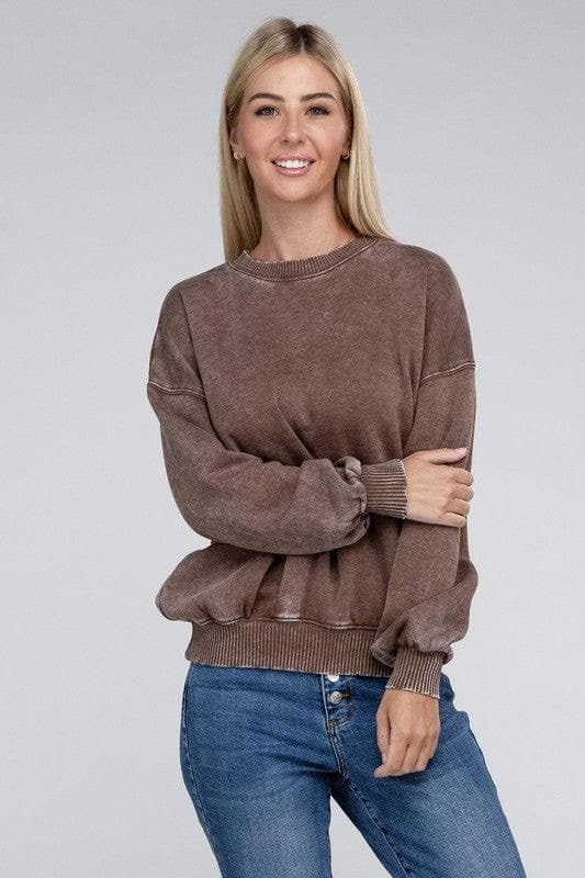 ZENANA Acid Wash Fleece Oversized Pullover, Multiple Colors - SwagglyLife Home & Fashion