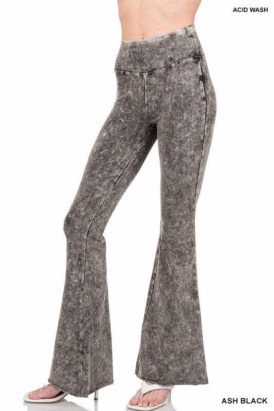 ZENANA Acid Wash High Waist Raw Edge Pant Hem Pants, 2 Colors - SwagglyLife Home & Fashion