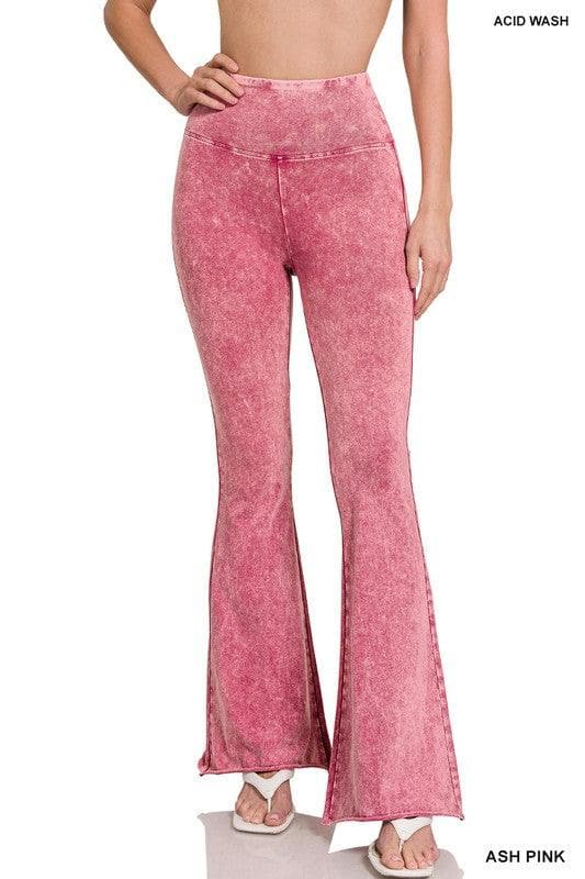 ZENANA Acid Wash High Waist Raw Edge Pant Hem Pants, 2 Colors - SwagglyLife Home & Fashion