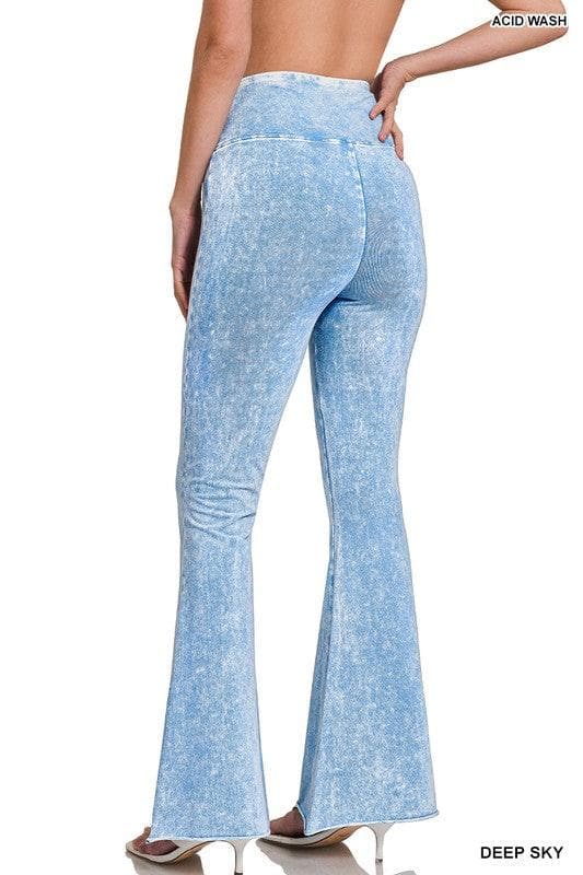 ZENANA Acid Wash High Waist Raw Edge Pant Hem Pants, 2 Colors - SwagglyLife Home & Fashion