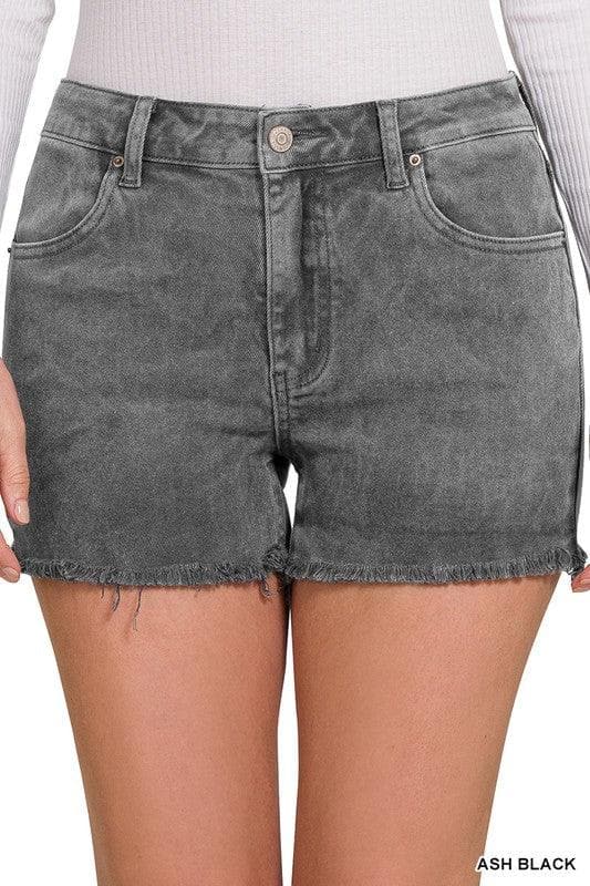 ZENANA Acid Washed Frayed Cutoff Hem Shorts - SwagglyLife Home & Fashion