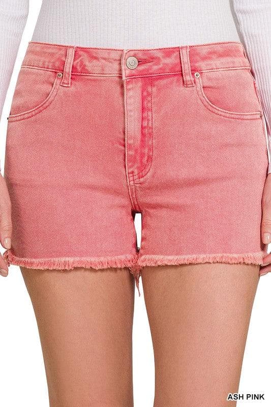 ZENANA Acid Washed Frayed Cutoff Hem Shorts - SwagglyLife Home & Fashion