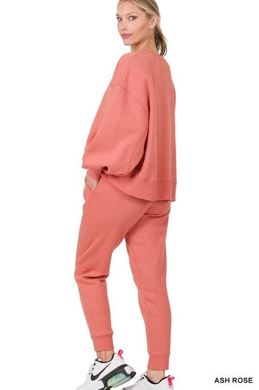 ZENANA Balloon Sleeve Sweatshirt & Sweatpants Set - SwagglyLife Home & Fashion