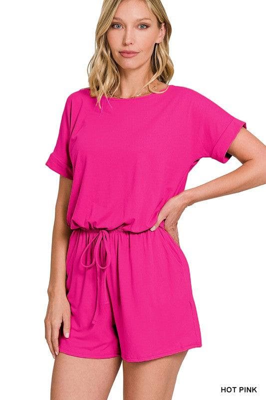 ZENANA Brushed DTY Romper with Pockets - SwagglyLife Home & Fashion