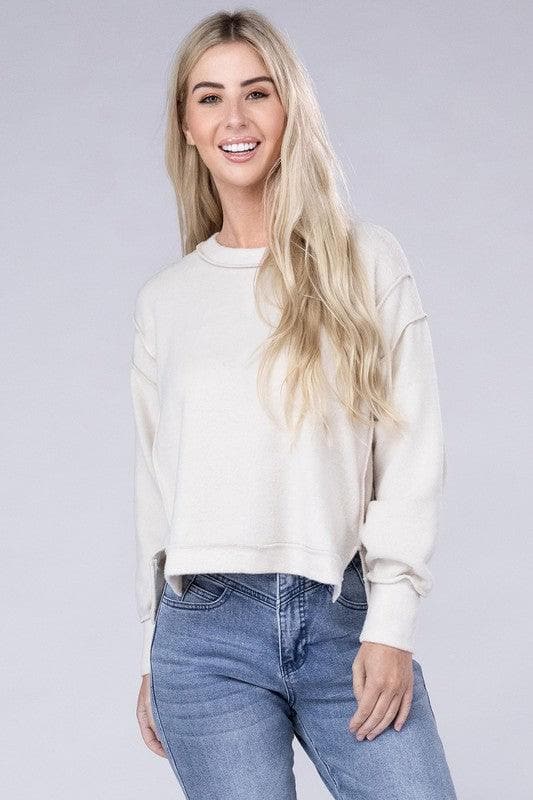 ZENANA Brushed Melange Hacci Oversized Sweater, 6 Colors - SwagglyLife Home & Fashion