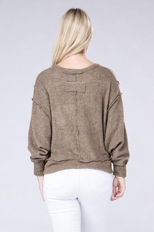 ZENANA Brushed Melange Hacci Oversized Sweater, 6 Colors - SwagglyLife Home & Fashion