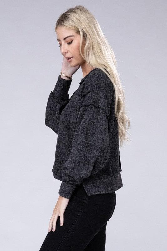 ZENANA Brushed Melange Hacci Oversized Sweater, 6 Colors - SwagglyLife Home & Fashion