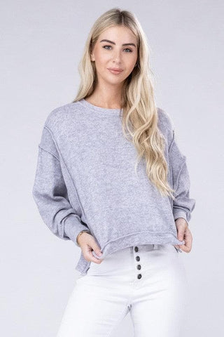 ZENANA Brushed Melange Hacci Oversized Sweater, 6 Colors - SwagglyLife Home & Fashion